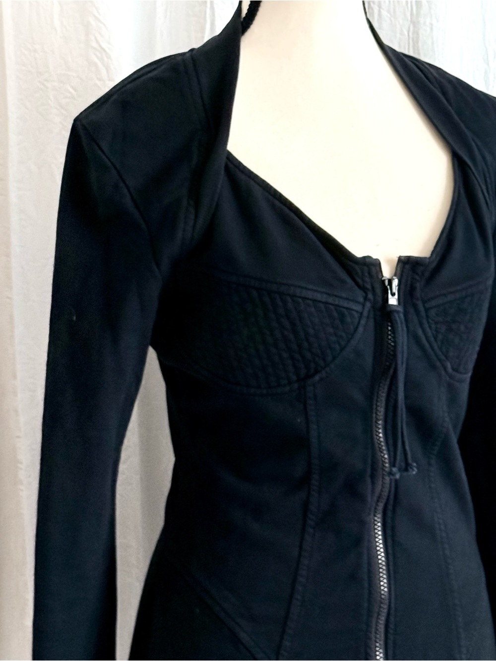 Prairie Underground Womens S Black Organic Cotton Corset Jacket Longline Zip